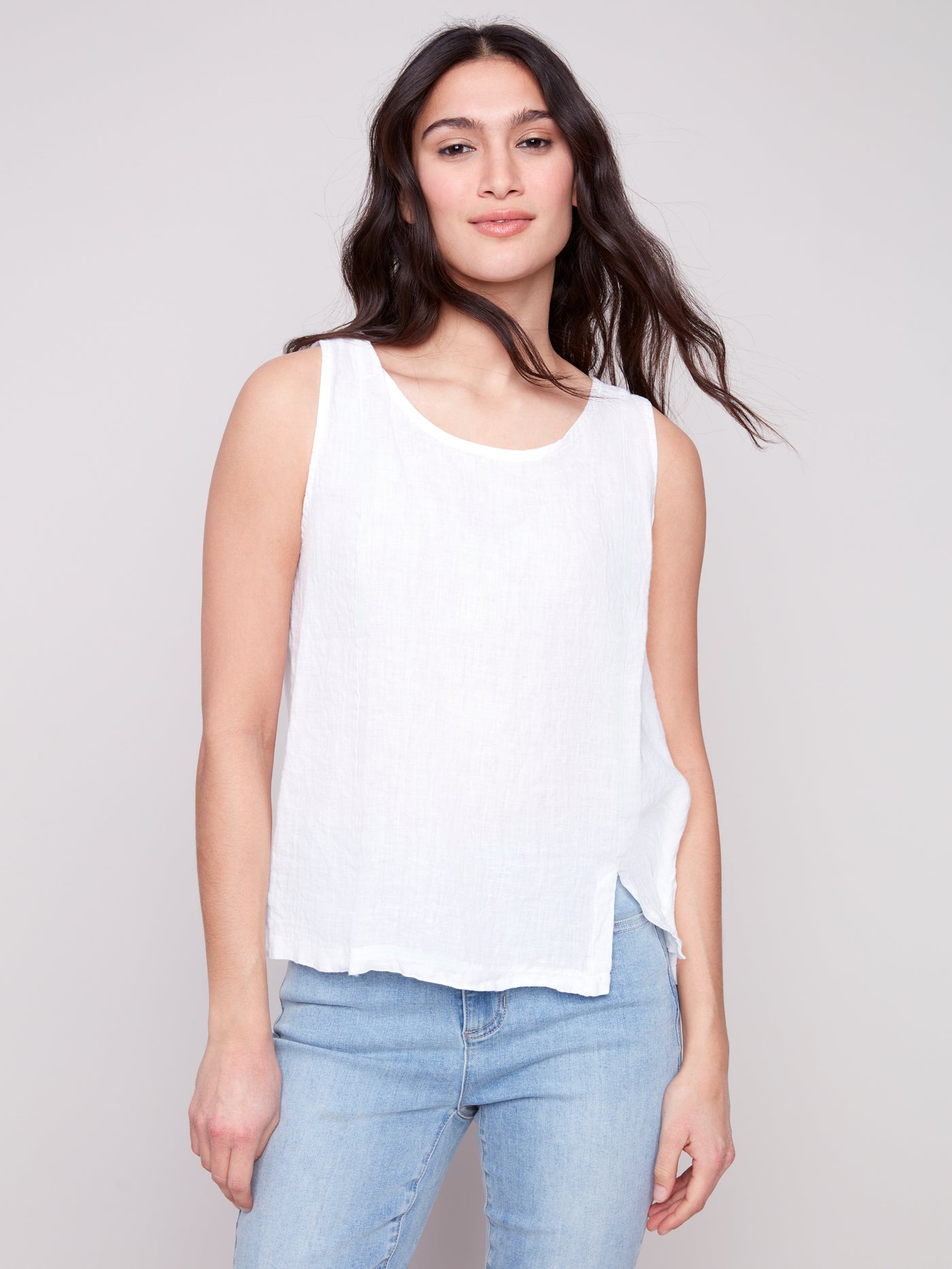 Charlie B Top - Linen Tank - White