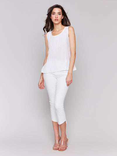 Charlie B Top - Linen Tank - White