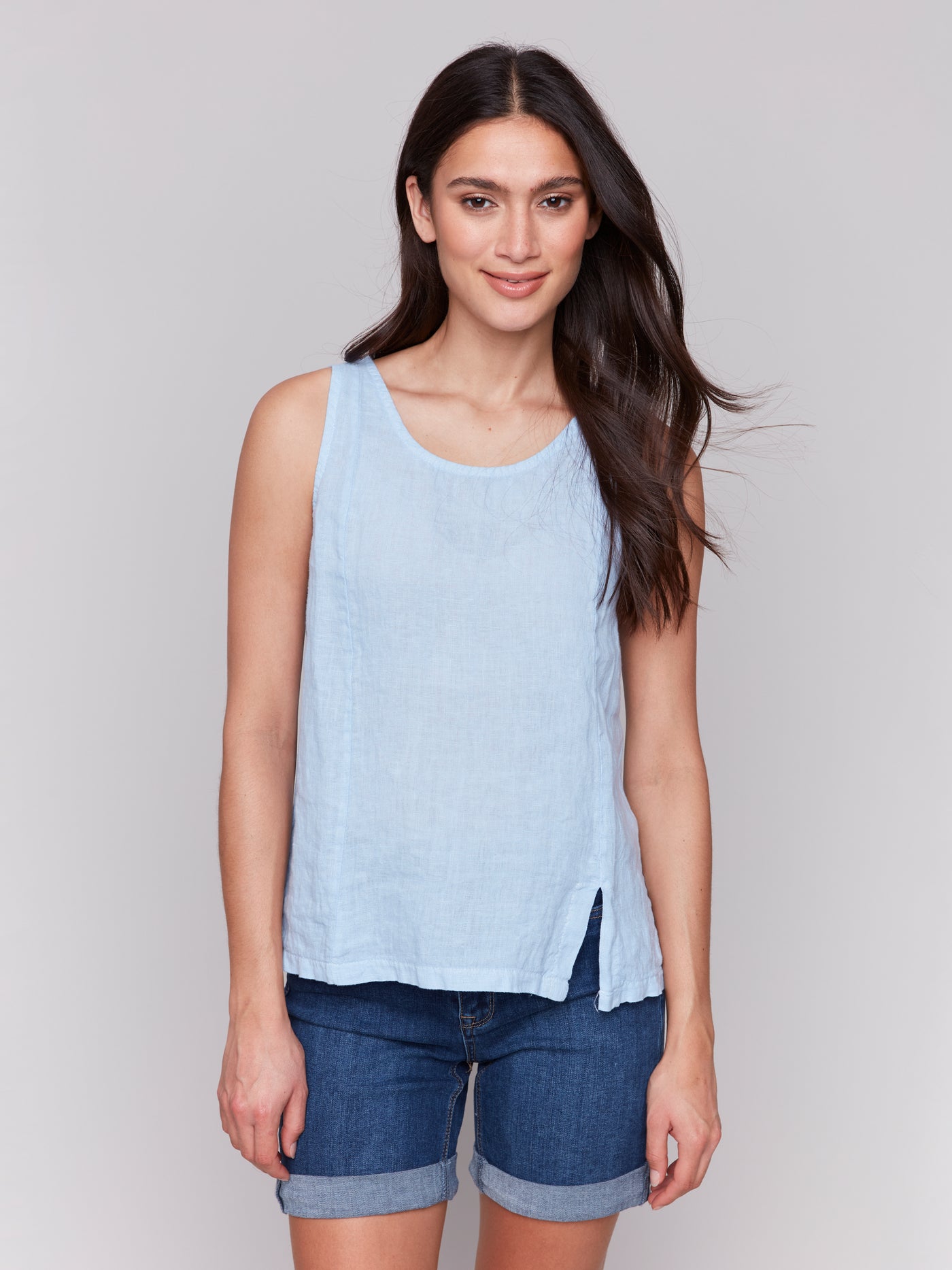 Charlie B Top - Linen Tank - Blue Bell