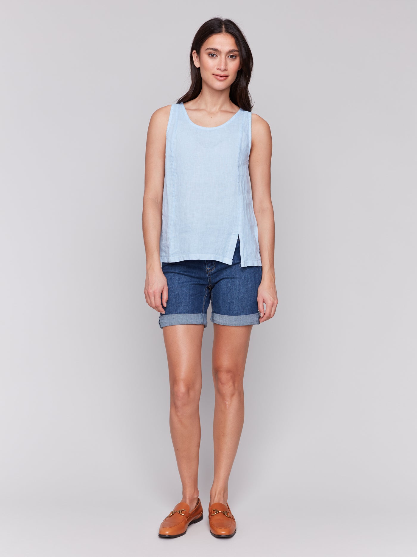 Charlie B Top - Linen Tank - Blue Bell