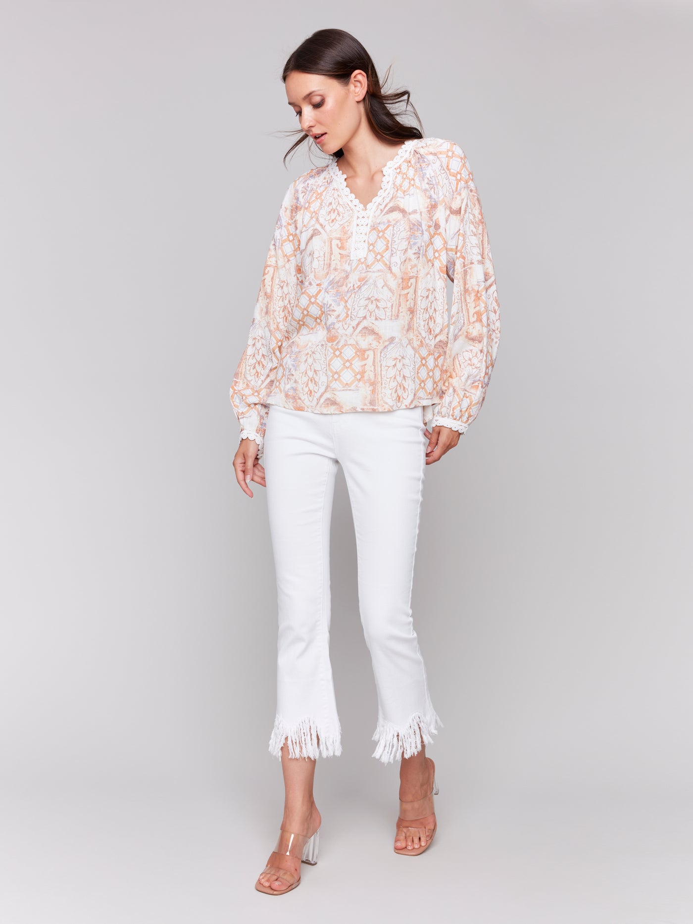 Charlie B Top - Print Blouse - Papaya