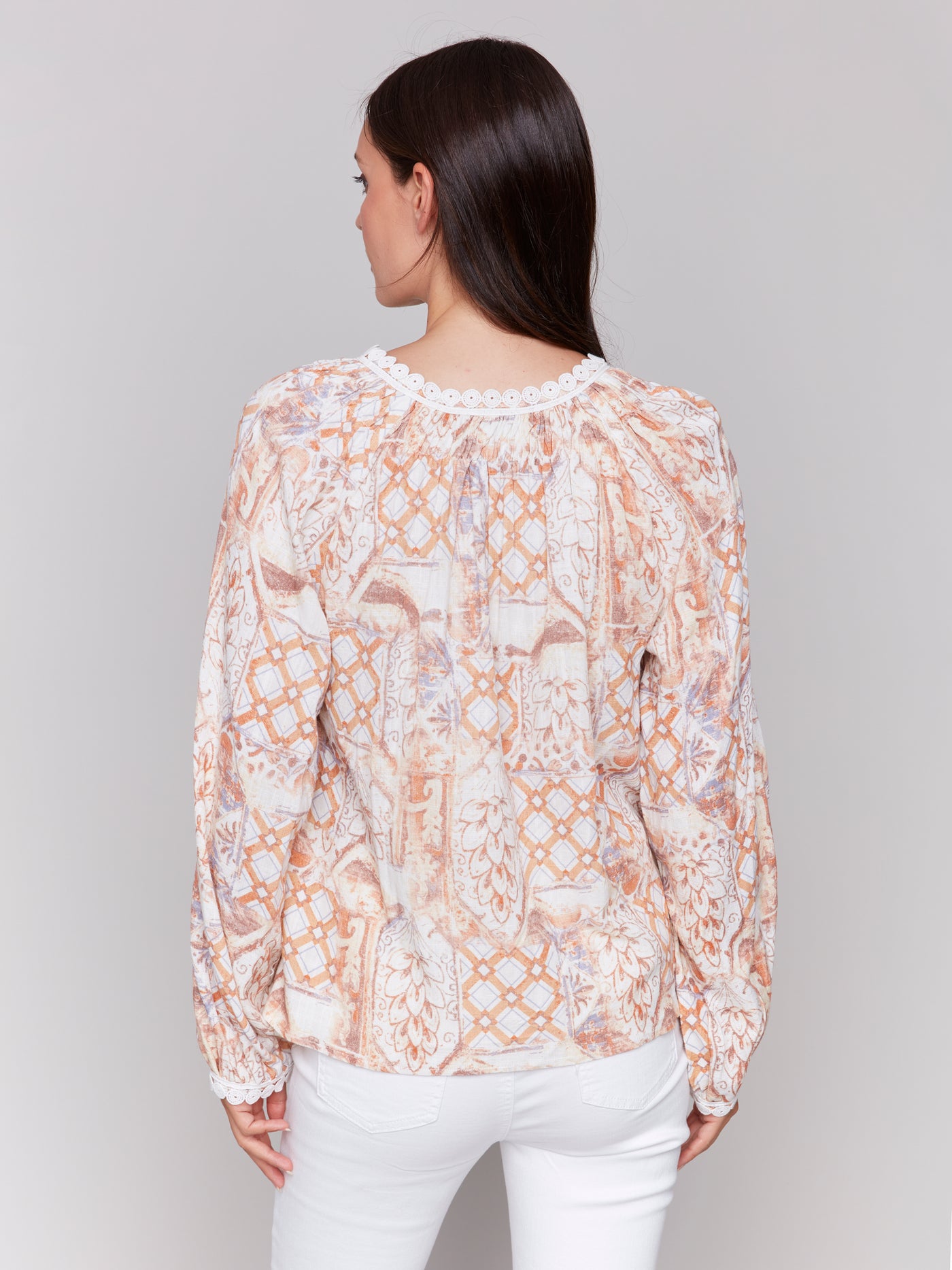 Charlie B Top - Print Blouse - Papaya