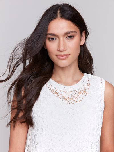 Charlie B Top - Crochet Tank - White