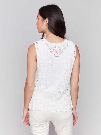 Charlie B Top - Crochet Tank - White