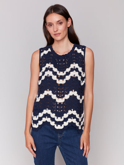 Charlie B Top - Crochet Cami - Navy