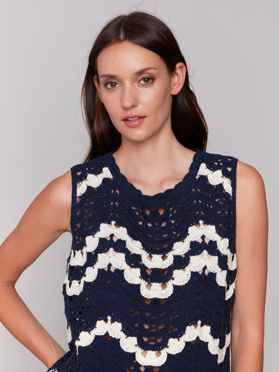 Charlie B Top - Crochet Cami - Navy