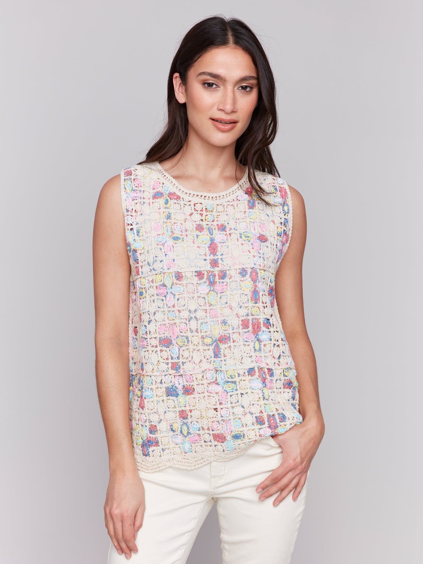 Charlie B Top - Crochet Cami - Natural