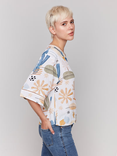 Charlie B Top - Print Blouse - Cactus