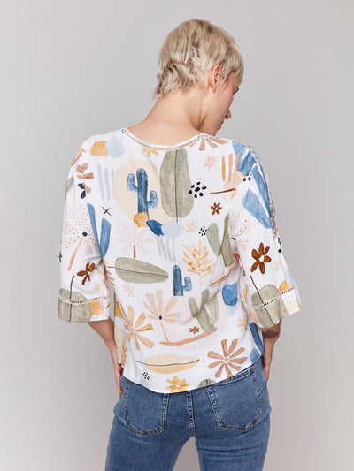 Charlie B Top - Print Blouse - Cactus