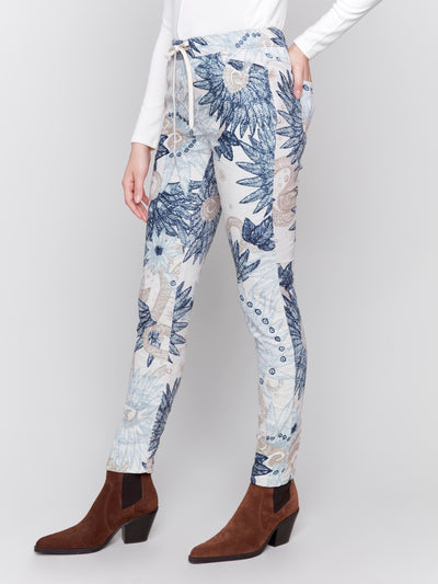 Charlie B Pant - Print Suede Jogger - Feather