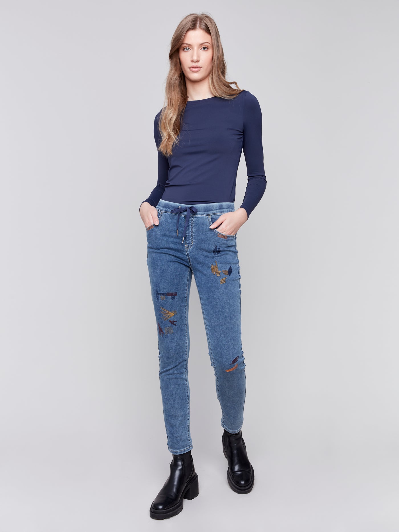 Charlie B Pant - Knit Denim Jogger - Blue