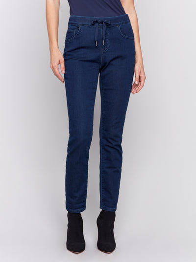 Charlie B Pant - Knit Denim Jogger - Blue Black