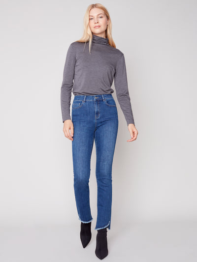 Charlie B Pant - Fringe Hem Jean - Blue