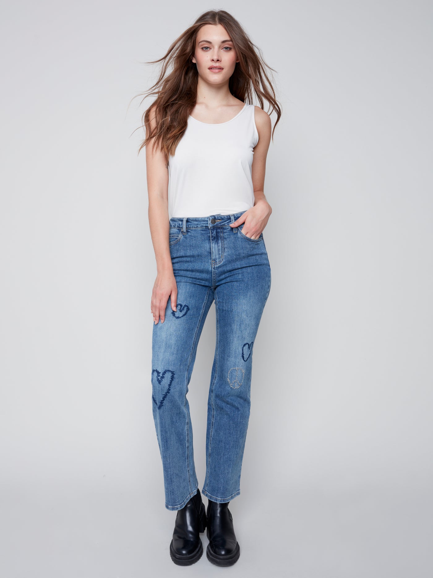 Charlie B Jean - Heart Embroidery - Blue