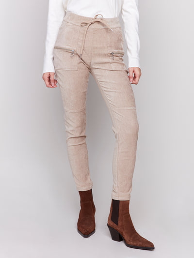 Charlie B Pant - Corduroy Jogger - Almond