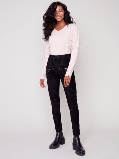 Charlie B Pant - Corduroy Jogger - Black