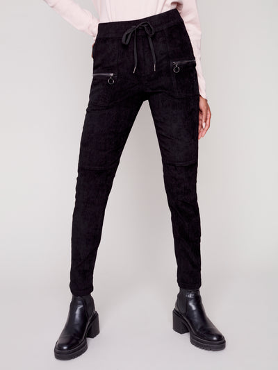 Charlie B Pant - Corduroy Jogger - Black