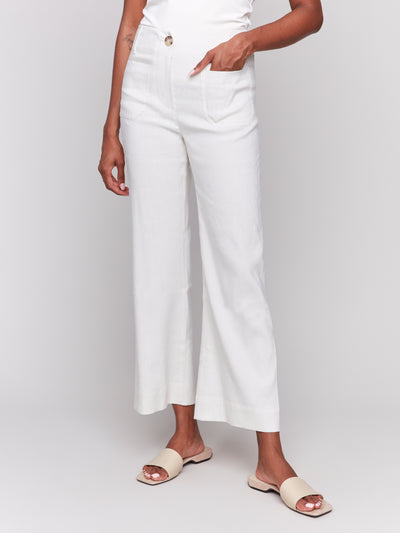 Charlie B Pant - Linen Blend Crop - Natural