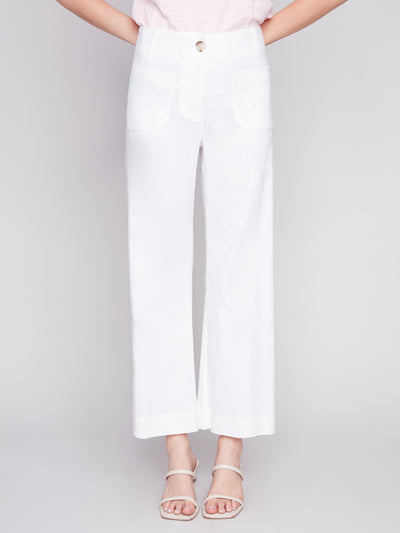 Charlie B Pant - Linen Blend Crop - White