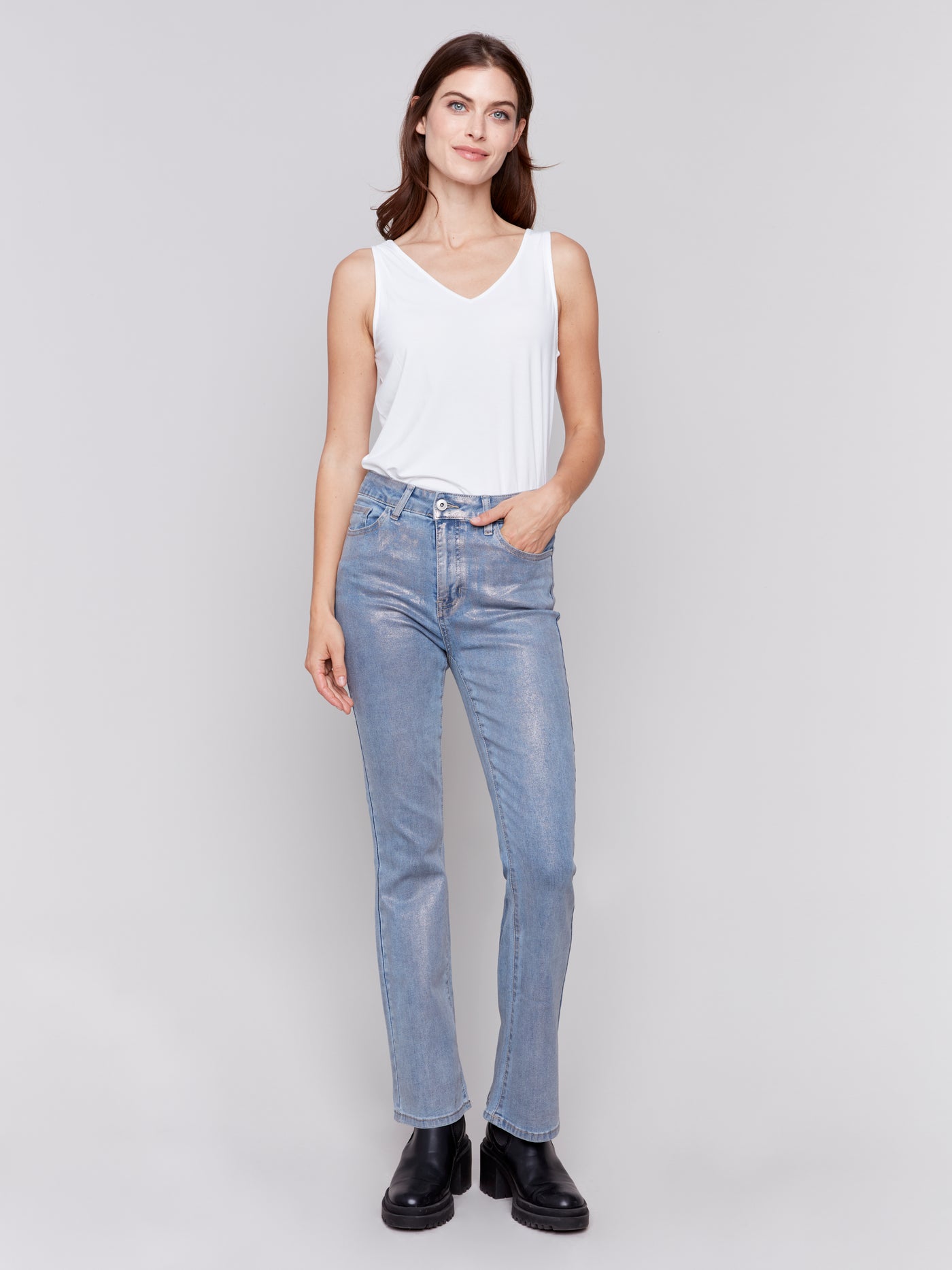 Charlie B Jean - Shimmer Bootcut - Silver Blue