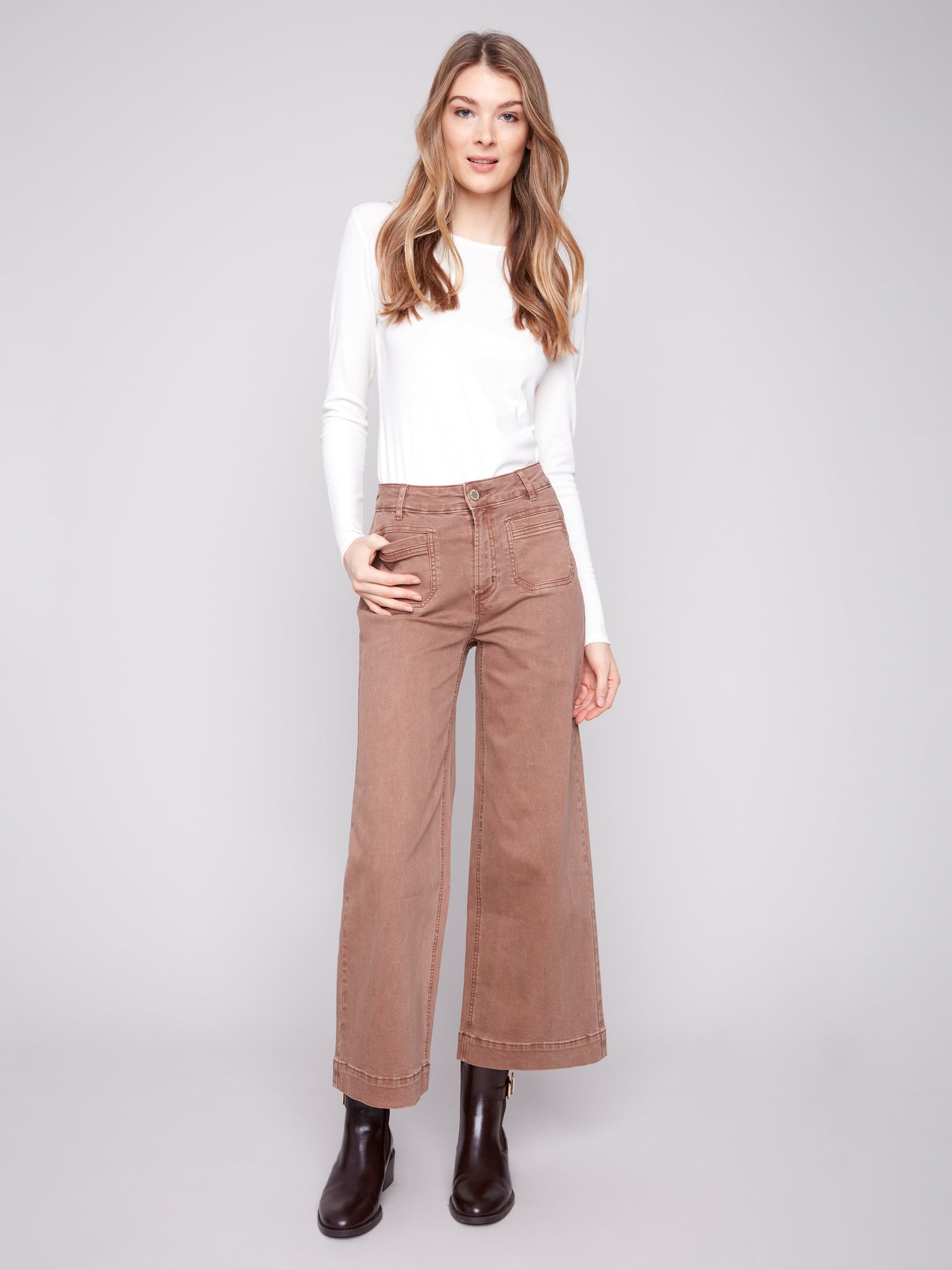 Charlie B Pant - Patch Pocket Flare - Truffle