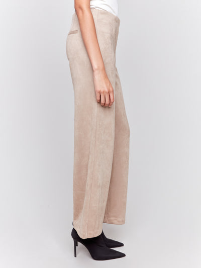 Charlie B Pant - Pull On Faux Suede - Natural