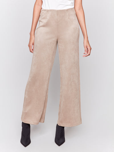 Charlie B Pant - Pull On Faux Suede - Natural