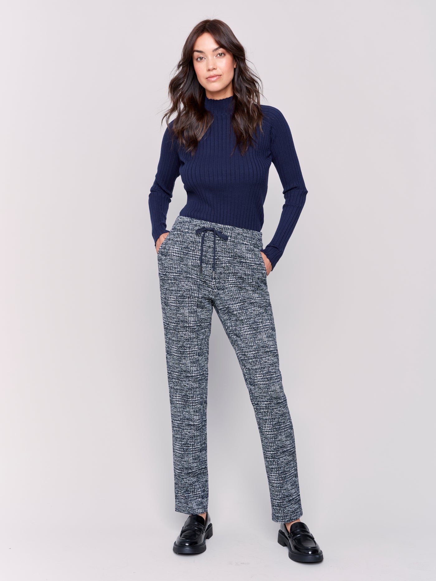 Charlie B Pant - Plaid Jogger - Navy