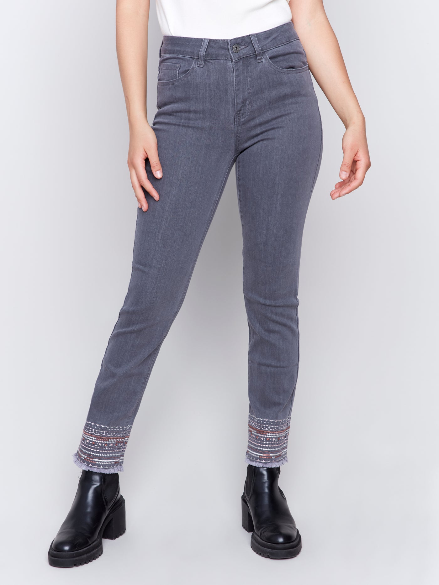 Charlie B Jean - Embroidered Slim - Grey