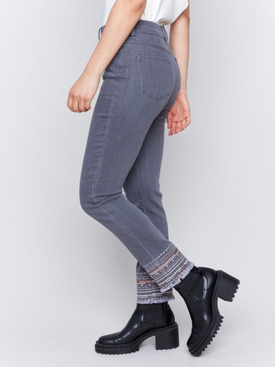 Charlie B Jean - Embroidered Slim - Grey