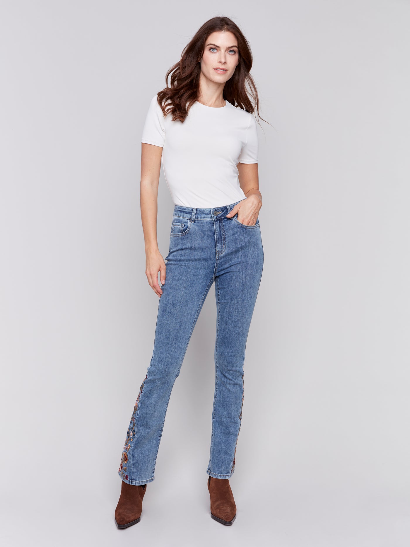 Charlie B Jean - Embroidered Bootcut - Blue