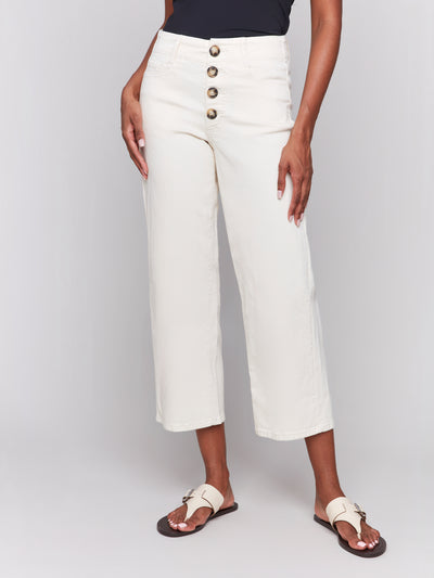 Charlie B Pant - Button Fly Crop - Natural