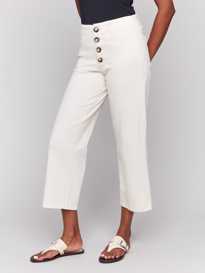 Charlie B Pant - Button Fly Crop - Natural