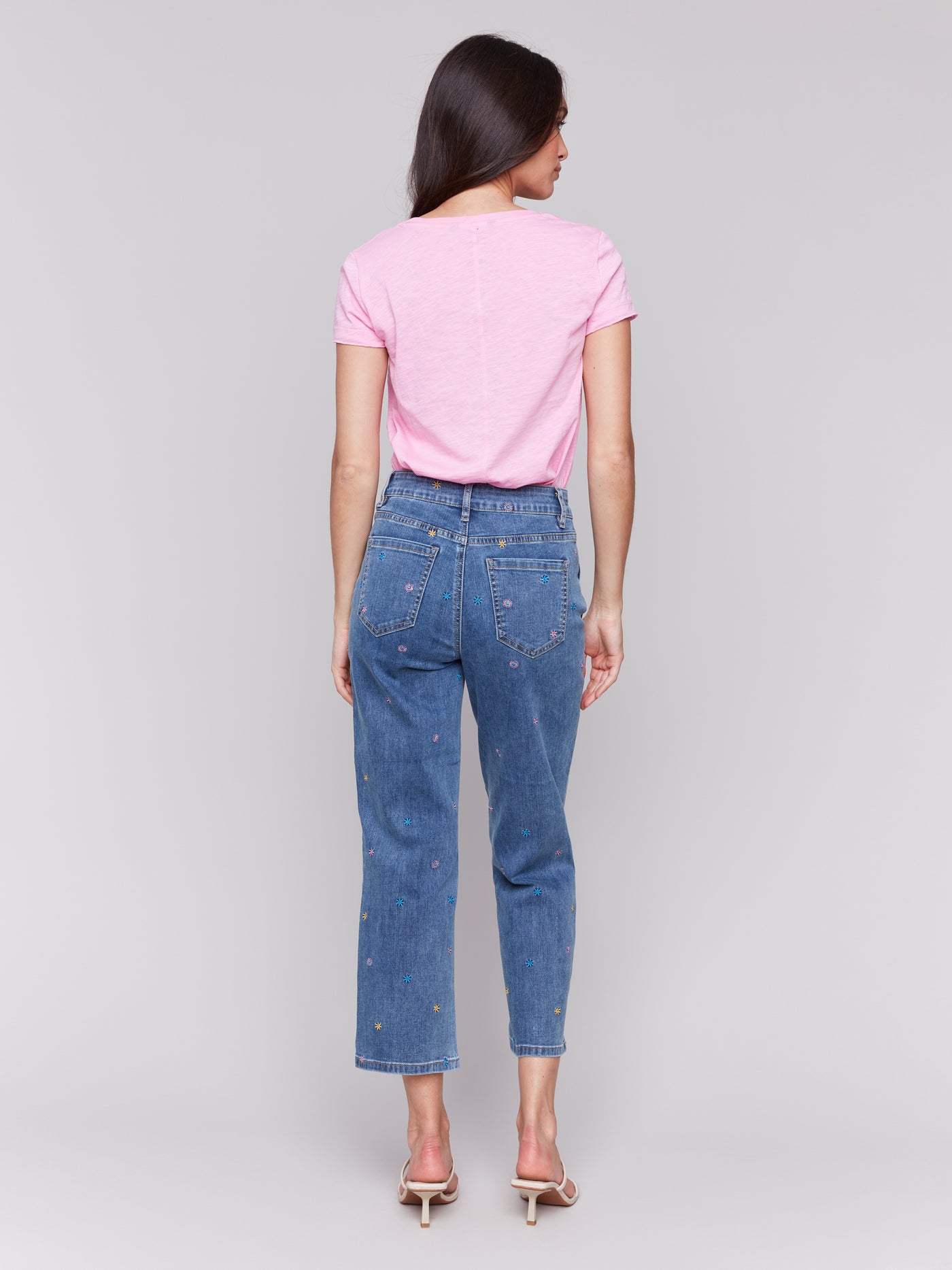 Charlie B Pant - Embroidered Crop - Blue