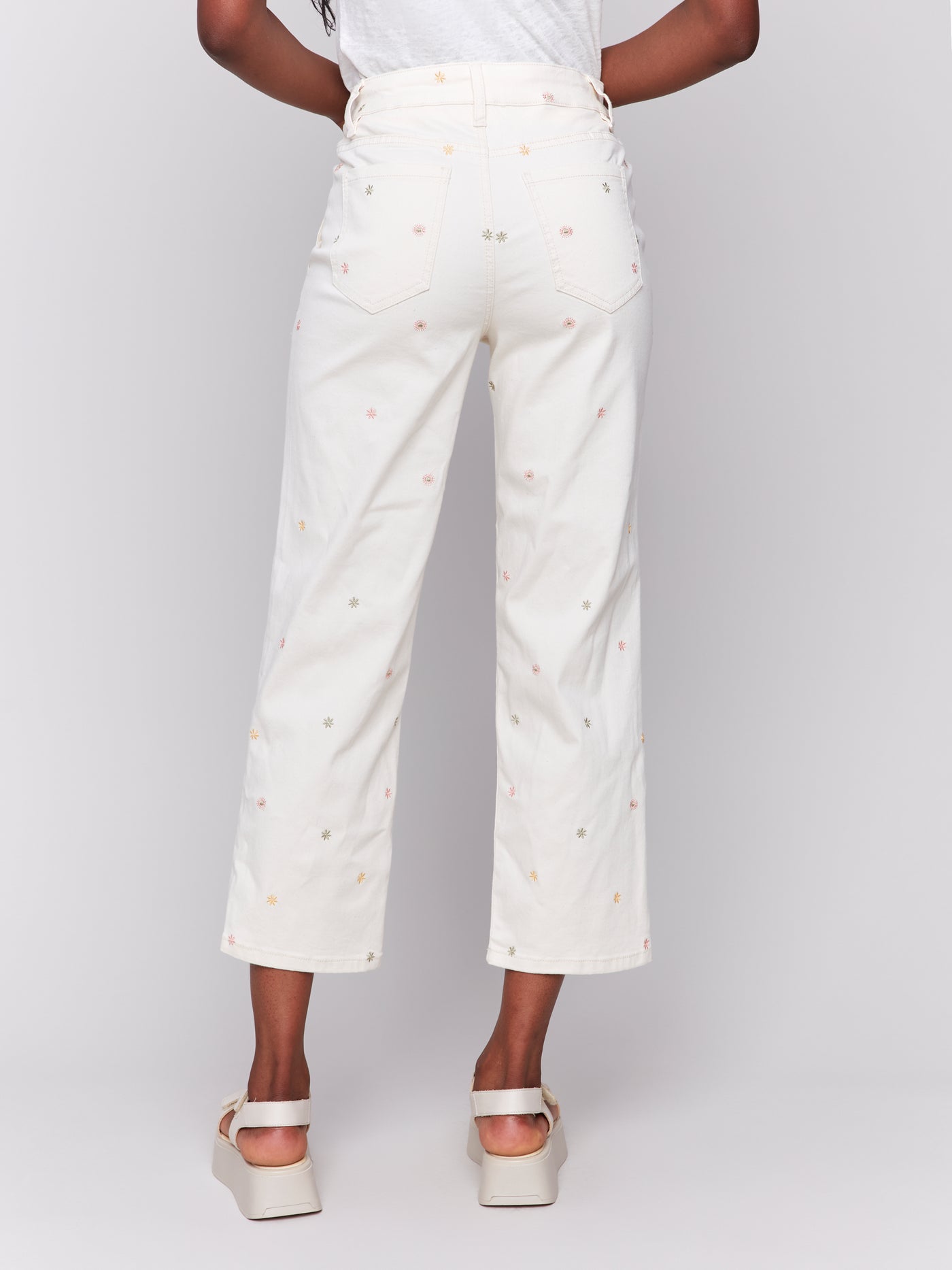 Charlie B Pant - Embroidered Crop - Natural