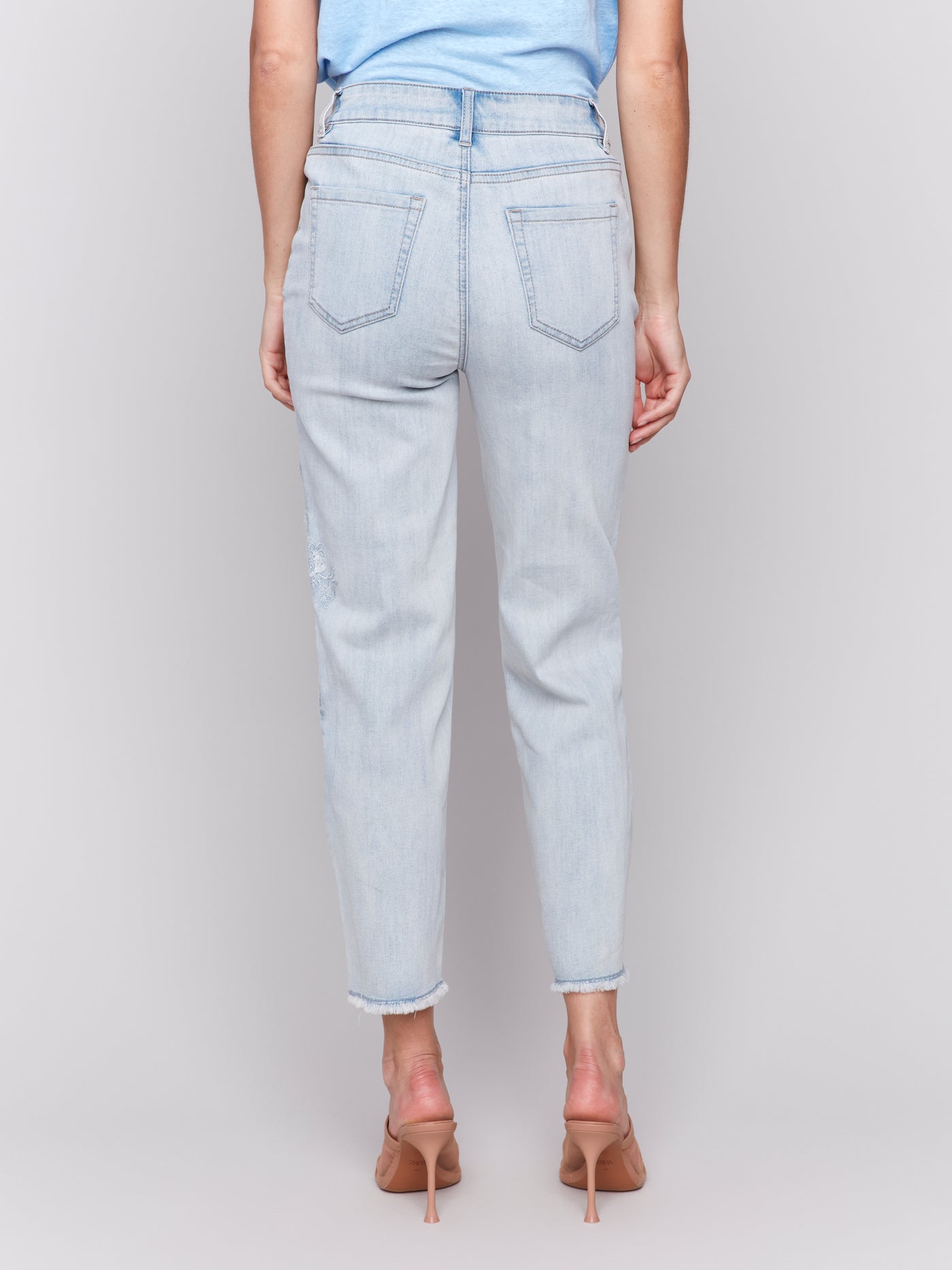 Charlie B Jean - Embroidered Leg - Bleach Blue