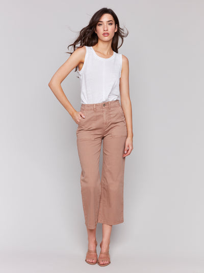 Charlie B Pant - Utility Crop - Biscuit