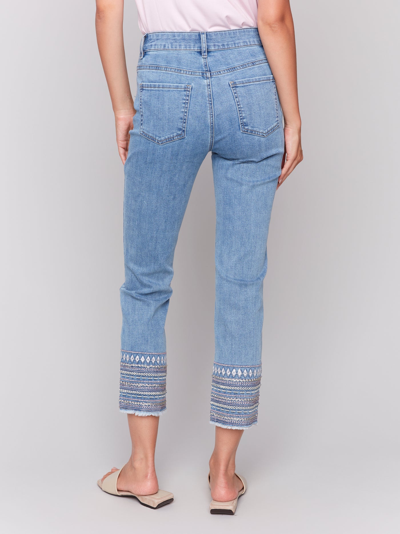 Charlie B Pant - Embroidered Hem - Blue