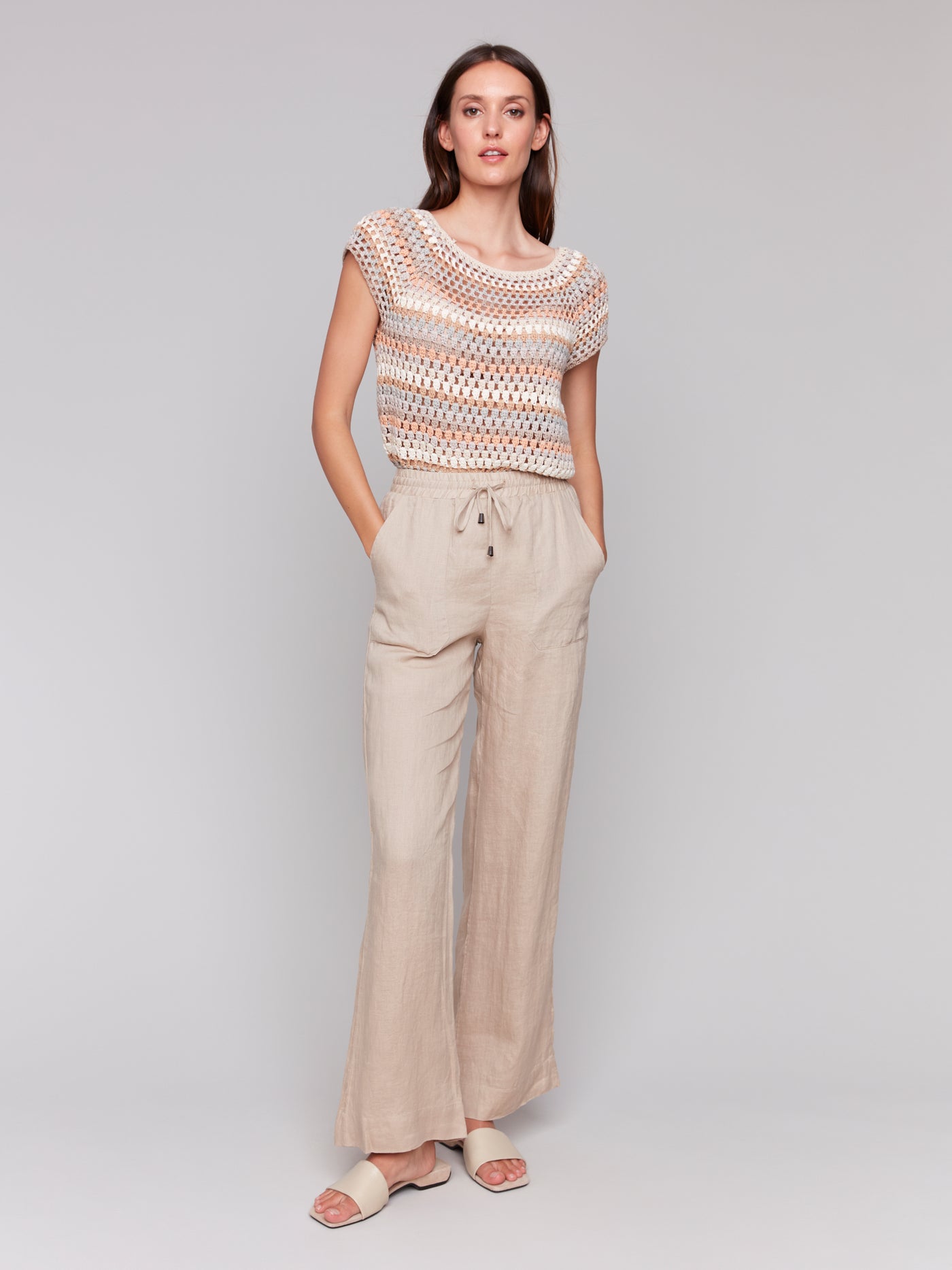 Charlie B Pant - Linen Wide Leg - Biscuit