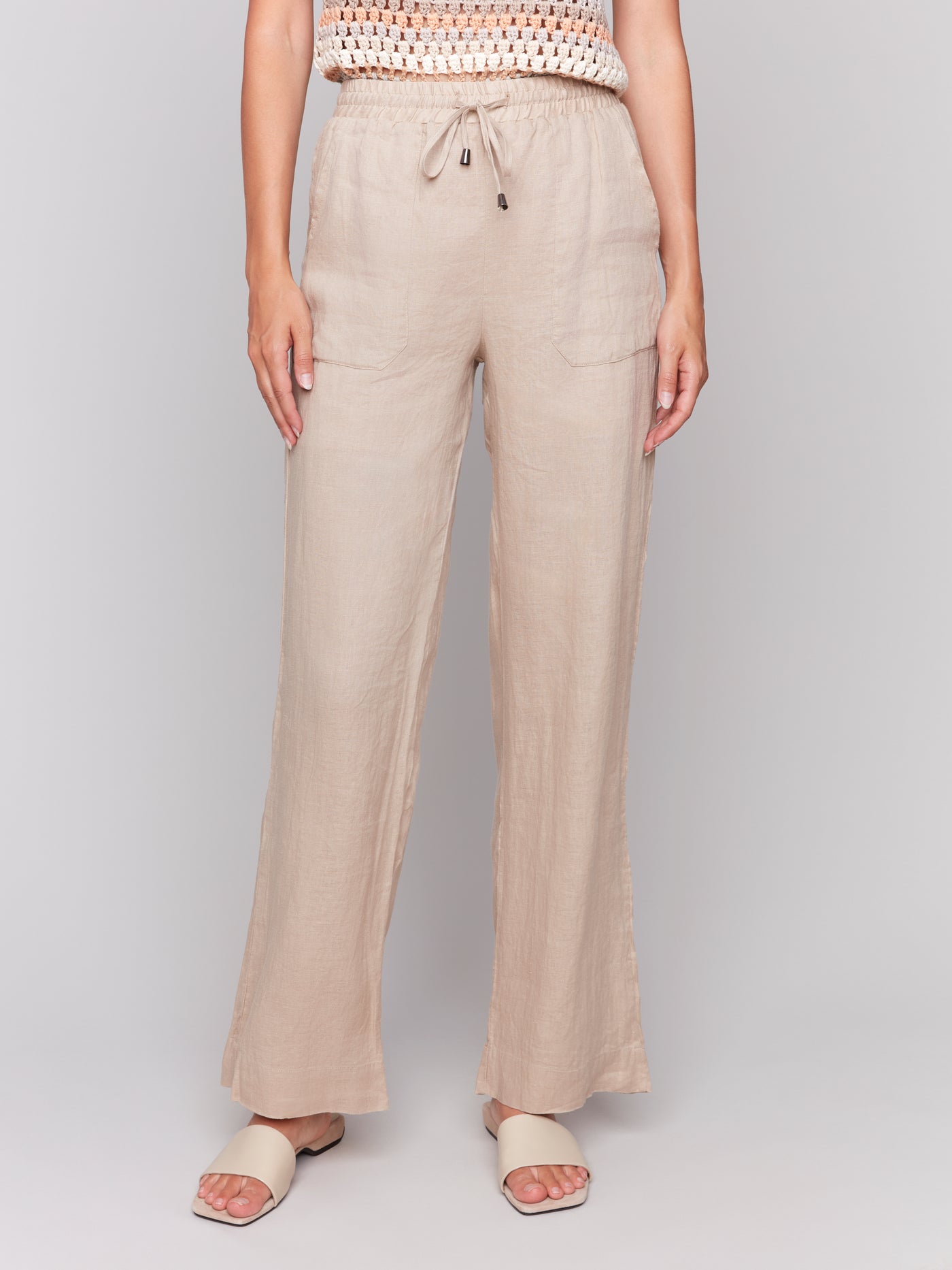 Charlie B Pant - Linen Wide Leg - Biscuit