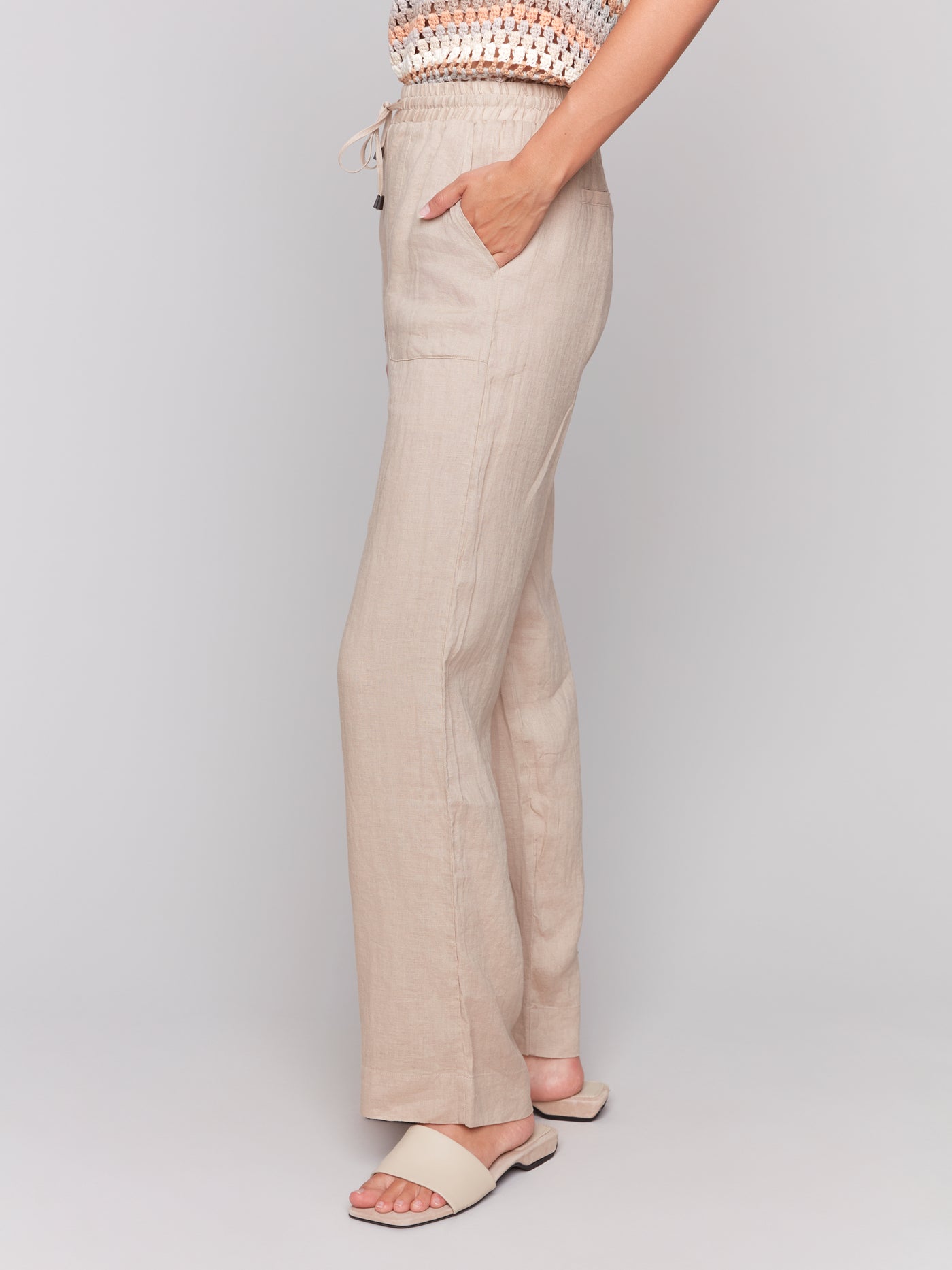 Charlie B Pant - Linen Wide Leg - Biscuit