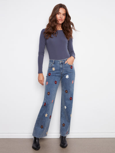 Charlie B Jean - Floral Patch - Medium Blue