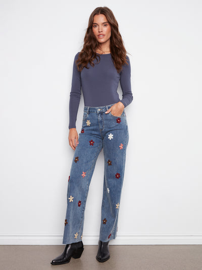 Charlie B Jean - Floral Patch - Medium Blue