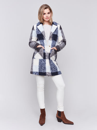 Charlie B Coat - Plaid Boucle - Navy