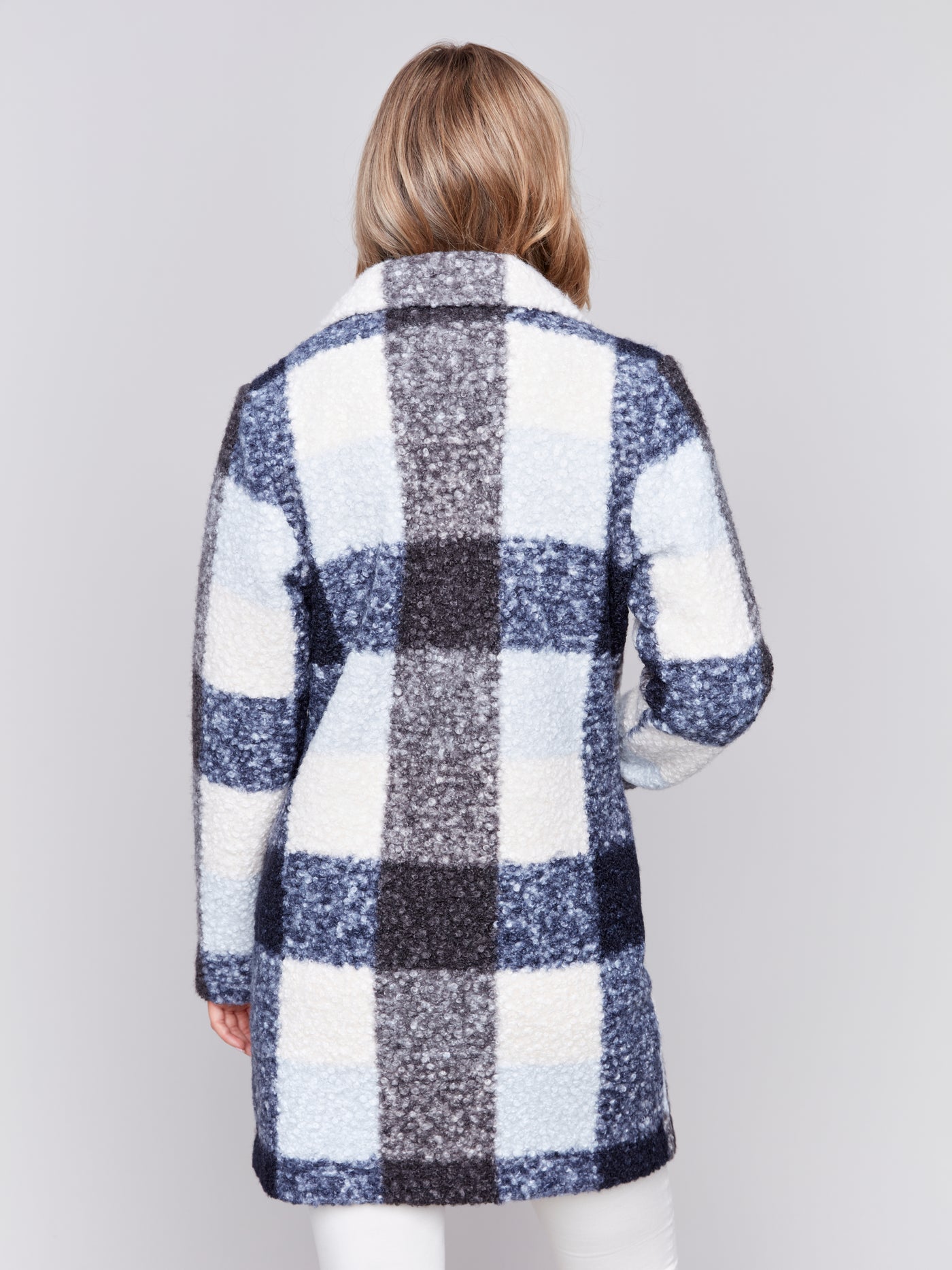 Charlie B Coat - Plaid Boucle - Navy