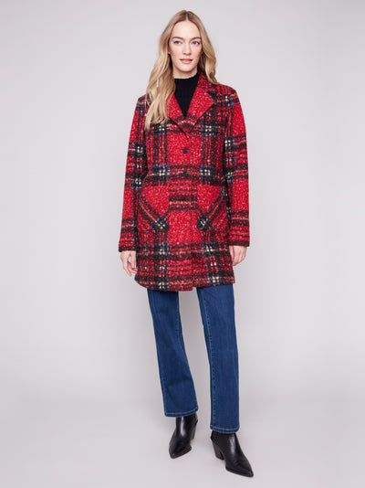 Charlie B Jacket - Plaid Boucle - Cranberry