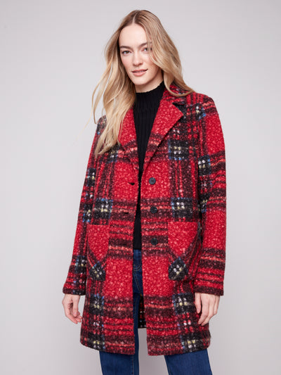 Charlie B Jacket - Plaid Boucle - Cranberry