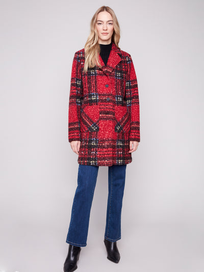 Charlie B Jacket - Plaid Boucle - Cranberry