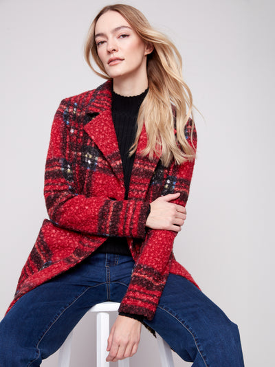 Charlie B Jacket - Plaid Boucle - Cranberry