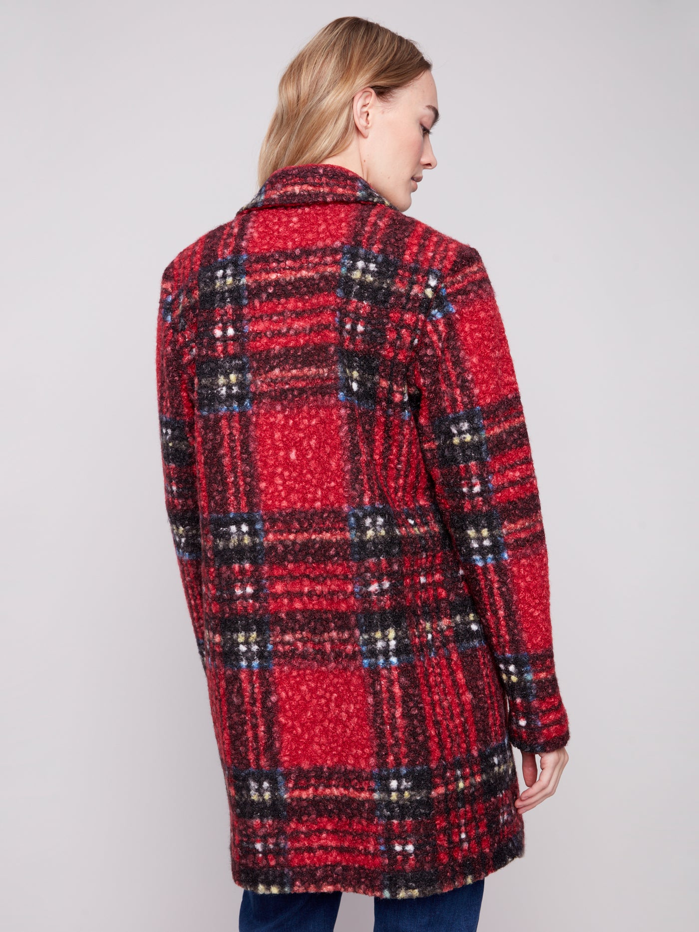 Charlie B Jacket - Plaid Boucle - Cranberry